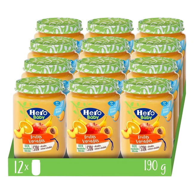 Hero Baby Tarritos Frutas Variadas 4M+ Pack 12x190gr