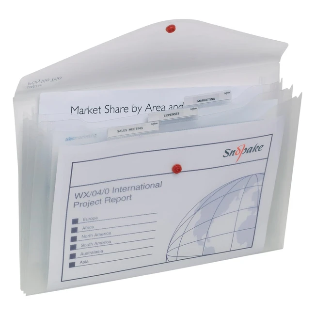 Snopake Foolscap Polyfile Trio Pack - 3-Part Popper Wallet with Removable Index Tabs - Clear