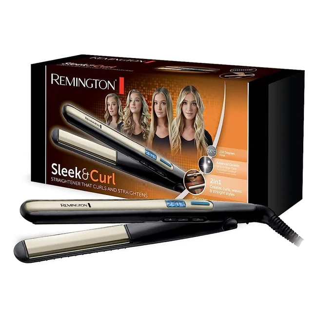 Remington Glätteisen Sleek Curl, abgerundetes Design, hochwertige ultraturmalinkeramikbeschichtung, LCDDisplay, 150-230°C, Haarglätter S6500