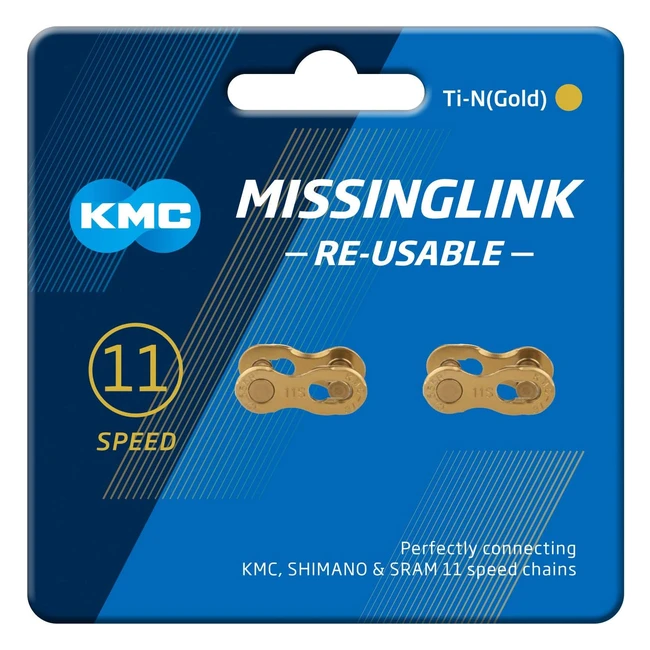KMC Giunto X11 Tin Gold - Eslabón de Cierre de Cadena Reutilizable - Dorado
