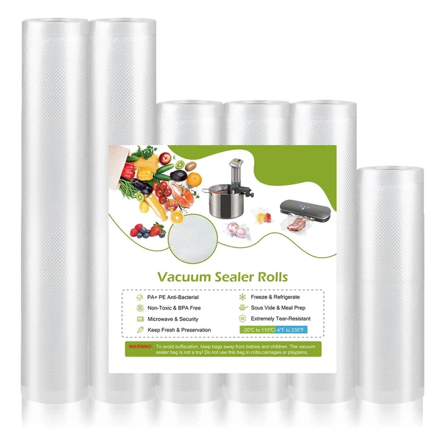 Vacuum Sealer Bags Food Rolls - 6 Pack - 15x300cm 1 Roll - 20x300cm 3 Rolls - 