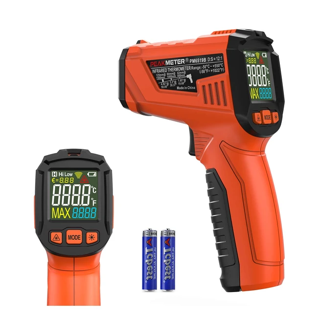 Termómetro Infrarrojo Digital Portátil - Lectura Instantánea - 50-550°C - Pantalla LED - Termómetro Industrial