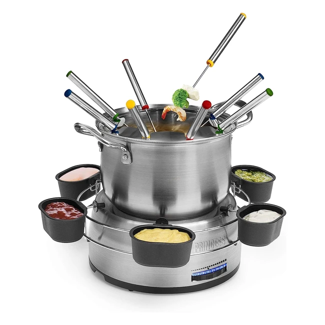 Set Fondue Familiar Princess 172680 - Volumen 12L - 800W - Acero Inoxidable