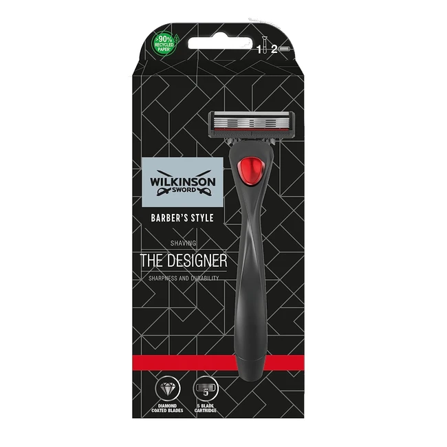 Wilkinson Sword Barbers Style Designer Rasierer mit 2 Ersatzklingen