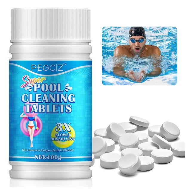 100pcs Chlorine Tablets for Swimming Pool - Instant Multifunctional Purification