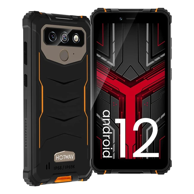 Hotwav T5 Pro 2022 - Móvil libre resistente Android 12 - 4G - 60HD - 4GB/32GB - 512GB - 7500mAh - Cámara 13MP/5MP - Naranja