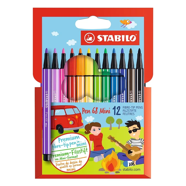 Premium Filzstift Stabilo Pen 68 Mini 12er Pack verschiedene Farben
