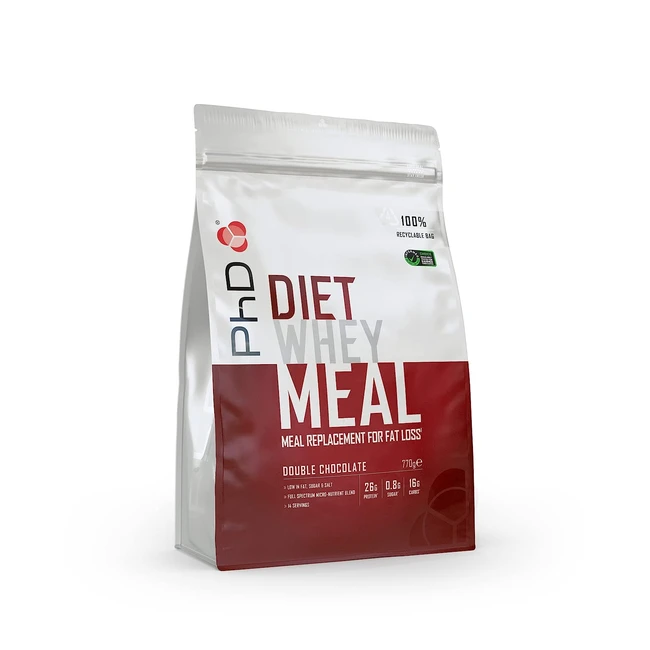 PHD Nutrition Diet Whey Mahlzeitenersatz Protein Pulver Schokoladengeschmack mit Grüntee-Extrakt L-Carnitin nachhaltiger Gewichtsverlust 26 g Protein 14 Portionen