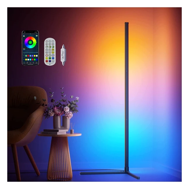 Lámpara de pie Ydene, control de app, sincronización musical, LED RGB, esquina colorida, sala de estar, dormitorio, fiesta, sala de juegos