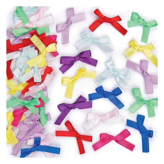 Baker Ross EV5902 Self-Adhesive Multicoloured Satin Ribbon Bows - Pack of 72