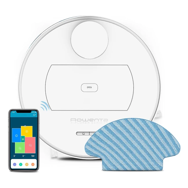 Aspirateur robot Rowenta Xplorer Serie75 - Navigation précise et personnalisée - Aspire et lave - Kit animal et allergie - Filtre haute efficacité - Connectivité WiFi - App compatible assistant vocal