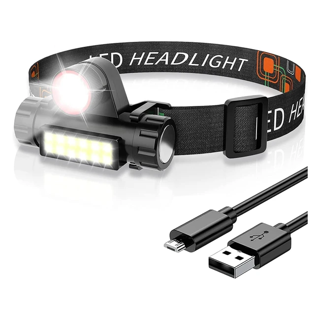 Lampe Frontale LED Imperméable - Puissante et Rechargeable - 4 Modes d'éclairage avec Fonction Zoom - Idéale pour le Camping et les Urgences