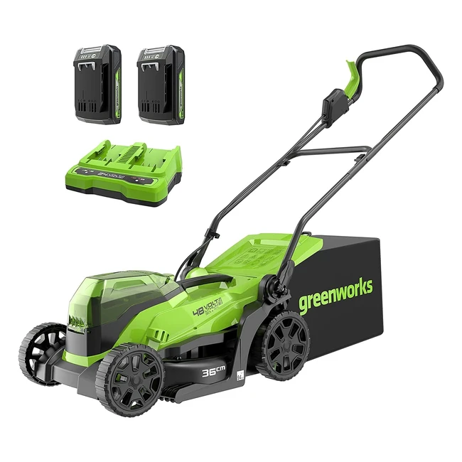 Greenworks Akkurasenmäher GD24X2LM36K2X Li-Ion 2x 24V 36cm Schnittbreite bis zu 200m 40L Grasfangkorb