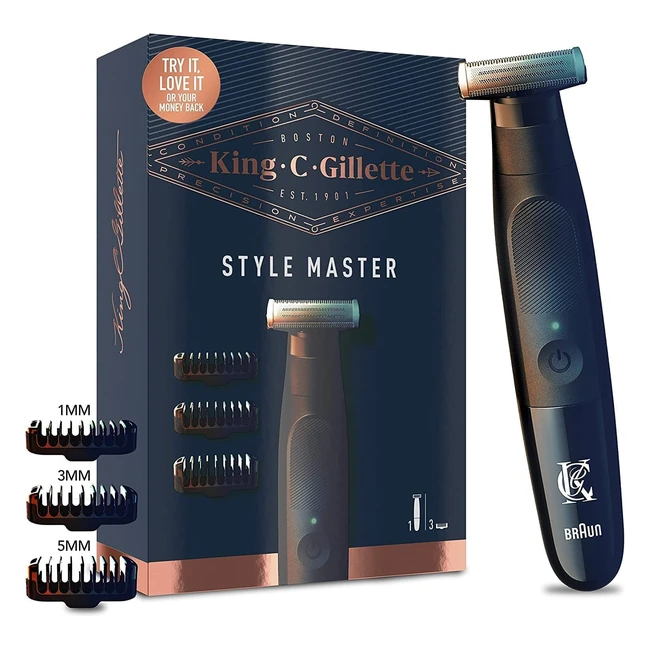 King C Gillette Style Master Beard Trimmer - 4D Blade, 3 Comb Attachments