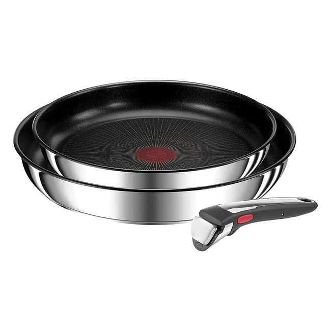 Tefal Ingenio Preference Juego de 2 Sartenes - Mango Extraíble - Antiadherentes - Titanio - Thermosignal