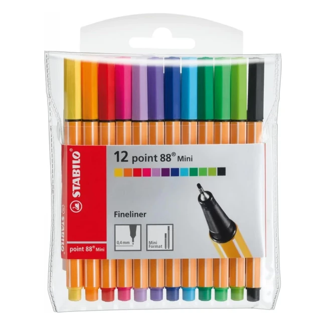 Fineliner Stabilo Point 88 Mini 12er Set - Verschiedene Farben - Langlebige Metallspitze - 0,4 mm Linienstärke