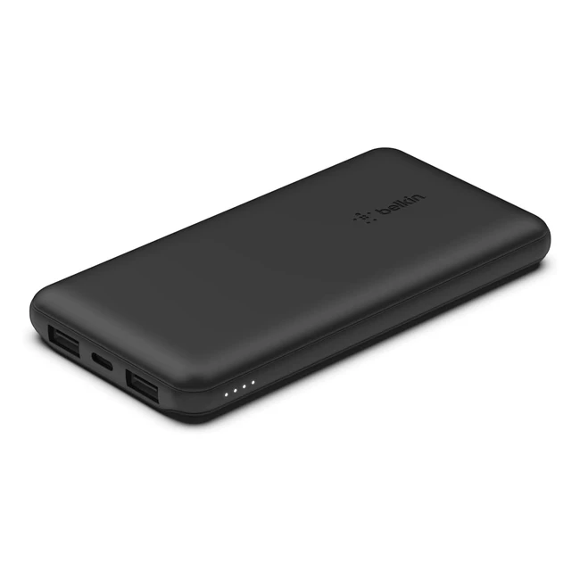 Batterie Externe Belkin Charge Rapide USB-C PD 10000mAh - Rechargeur Portable pour Samsung Galaxy, iPhone, iPad - Noir