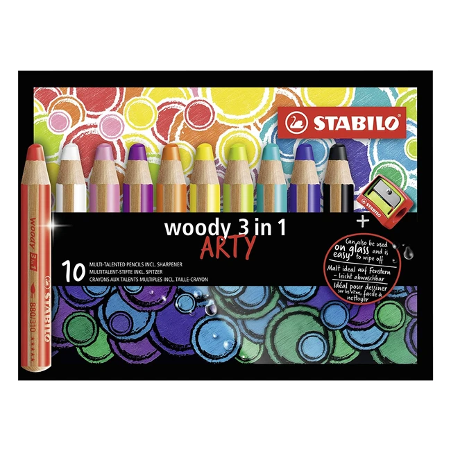 Multitalent-Buntstift Stabilo Woody 3 in 1 10er Pack verschiedene Farben mit S