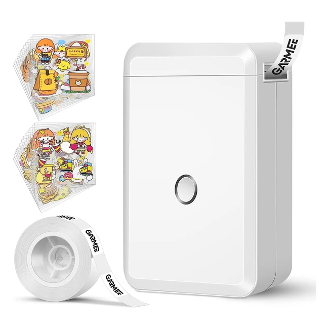 Garmeelabel Maker Machine with Taped110 Mini Desktop Label Printer - Wireless Printers for Home Use - Portable Bluetooth Printer for Organization and Storage - Sticker Maker with Multiple Templates