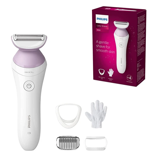 Philips Lady Shaver Series 6000 - Kabelloser Nass- und Trockenrasierer mit Zubehör - Modell BRL13600