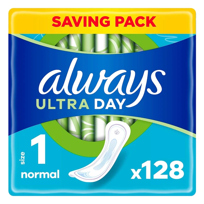 Always Ultra Sanitary Towels Size 1 Normal 128 Towels - Super Absorbent Core