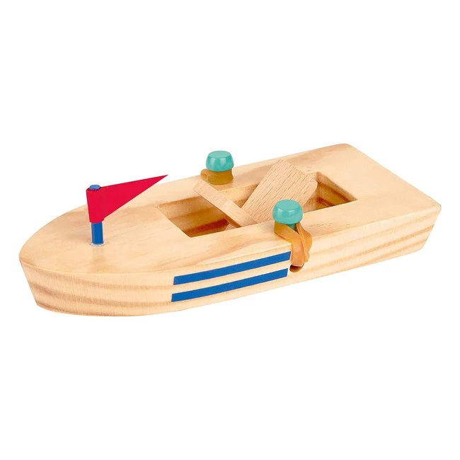 Barca in Legno con Motore in Gomma - Giocattolo Classico per Bambini - Multicolore