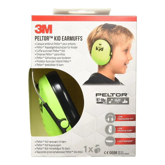 3M Peltor Kinderschutzkopfhörer Neon Grün SNR 27, hoher Tragekomfort und geringes Gewicht