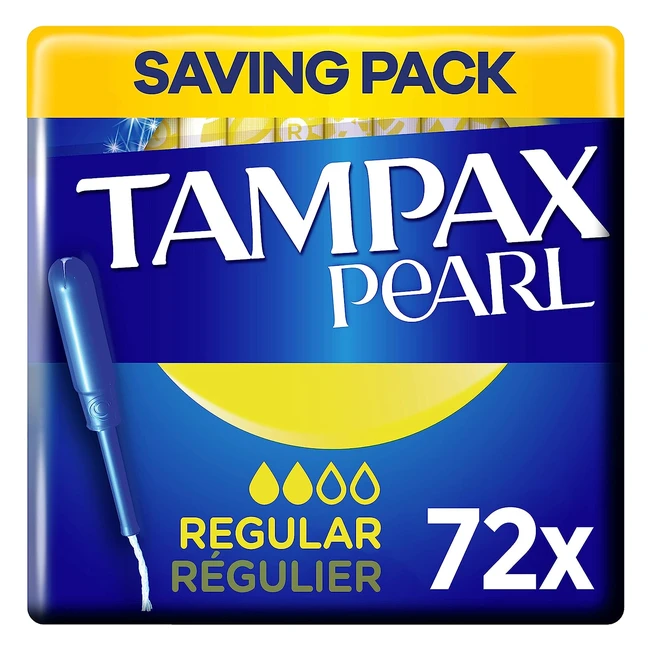 Tampax Pearl Tampons Regular - 72 Tampons, Leak Protection, Super Absorbent
