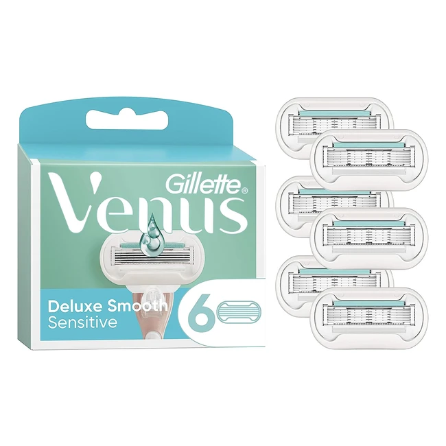 Gillette Venus Deluxe Smooth Sensitive Razor Blades - Pack of 6 Refills