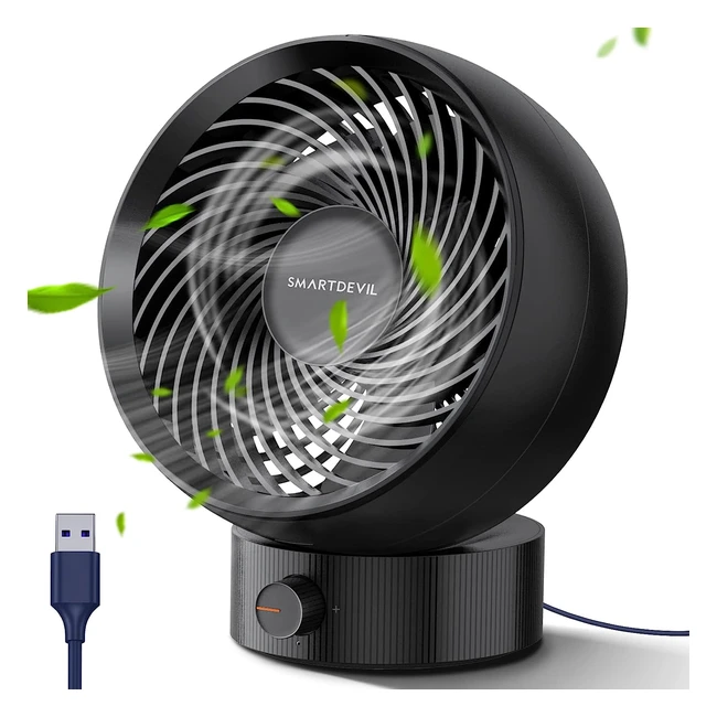 Ventilateur de Table Smartdevil USB Mini Ventilateur Silencieux - Réglable 180° - Idéal pour Camping Bureau Voyage - Noir