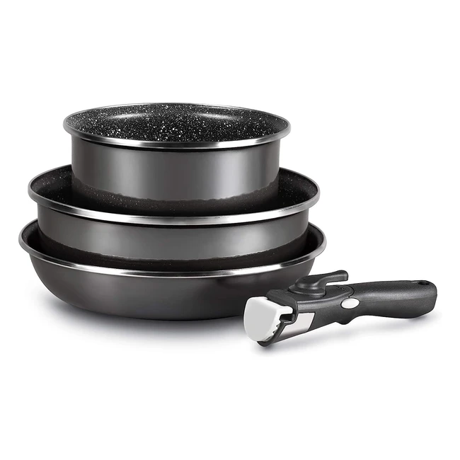 Batterie de cuisine Magefesa K2 Cristal avec poignée amovible - Set casserole 20cm, poêle 28cm et sauteuse 26cm