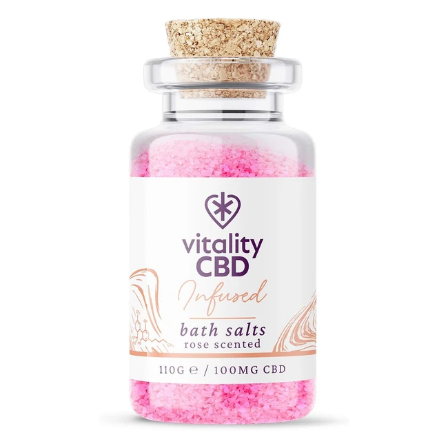 Vitality CBD Bath Salts - Rose Fragrance - 100mg Cannabidiol - Relax and Soothe