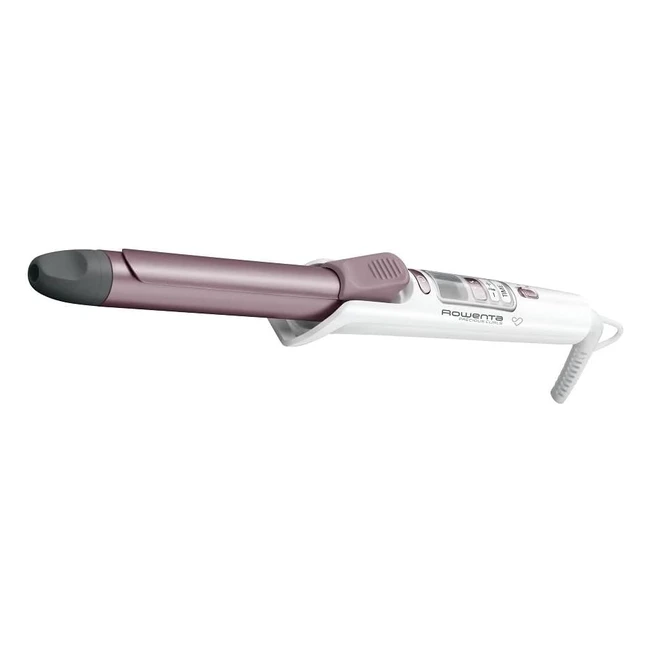Rizador Rowenta Precious Curl CF3460 - Recubrimiento Keratin and Shine - Hasta 200°C - Cable 360° - Pantalla LCD - 25mm - Rosa