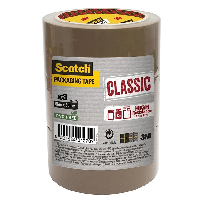 Scotch Verpackungsklebeband Classic - Starkes Paketklebeband - 3 Rollen 50mm x 6