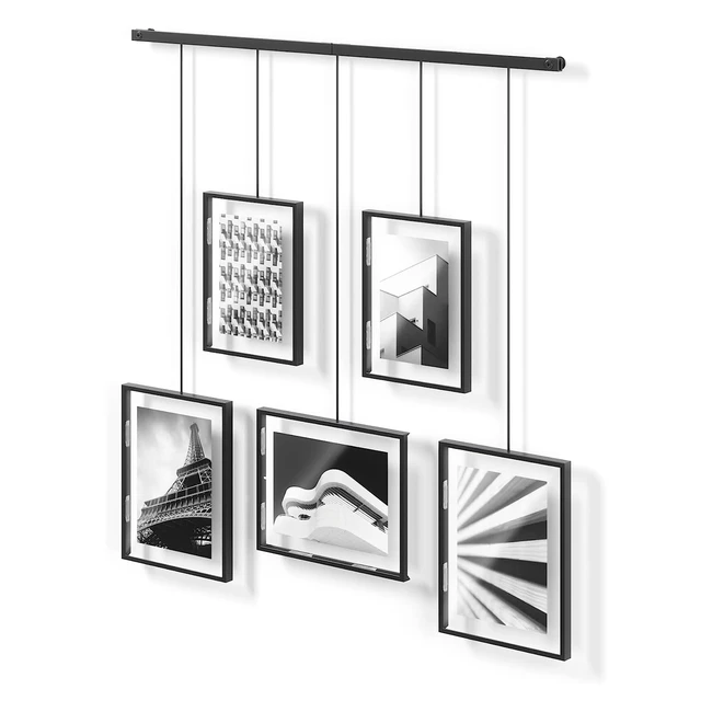 Umbra Bilderrahmen Galerieset verstellbare Collage-Anzeige für 5 Fotos, Drucke, Kunstwerke und mehr, hält zwei 102 x 152 cm und drei 127 x 178 cm