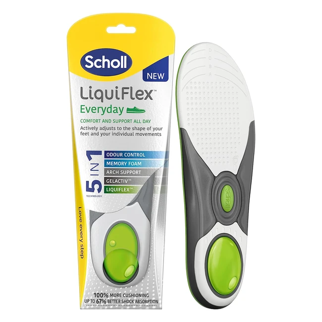 Scholl Liquiflex Everyday Insoles - Men UK Size 8-12 - 1 Pair - Gel Insoles with Memory Foam and Arch Support
