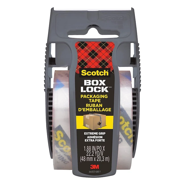 Scotch Box Lock Clear Packaging Tape 48mm x 203m - Strong Grip, Secure Seal, Refillable Dispenser
