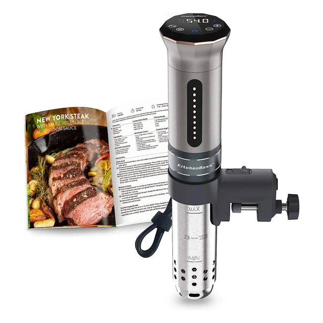 Cucina Sous Vide KitchenBoss - Roner Professionale IPX7 Impermeabile - Timer Touch Screen - Argento