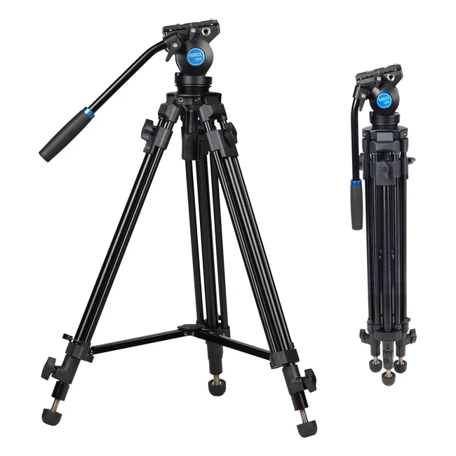 SIRUI SH05 Video Tripod - Lightweight Aluminum, 360° Fluid Head, Max Load 132lbs