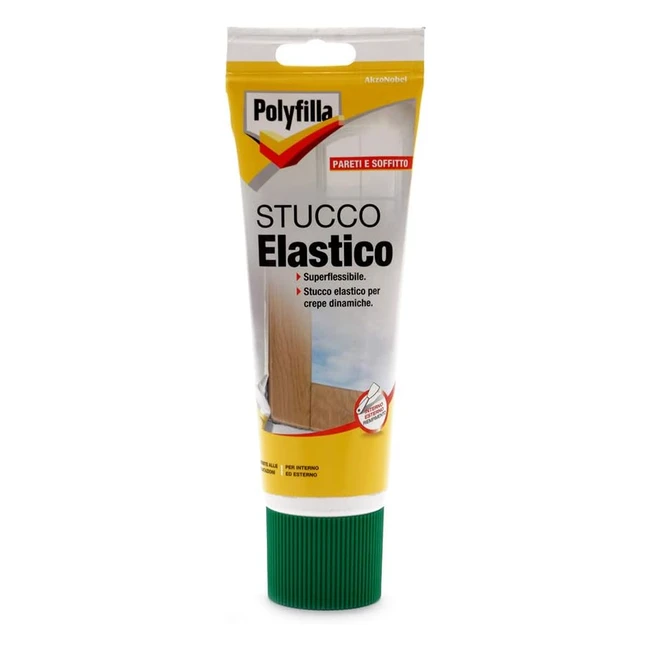 Polyfilla Stucco Elastico per Muro Interno ed Esterno - Flessibile e Resistente alle Dilatazioni - Crepe Vive - Bianco 330 gr