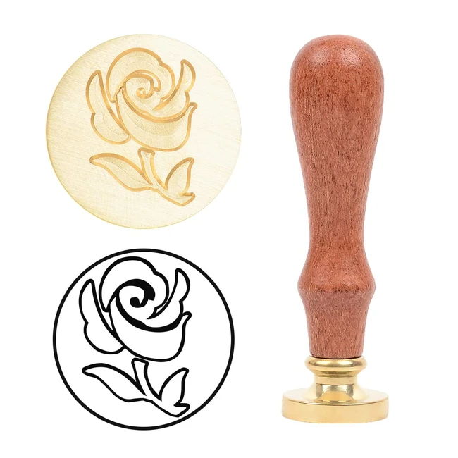 Retro Rose Brass Wax Seal Stamp - High Quality, Removable Handle