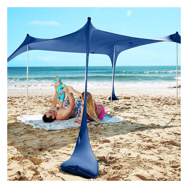 Sun Ninja Pop Up Beach Tent - UPF50 Protection - Includes Shovel - Perfect for Beach Camping Fishing - Navy