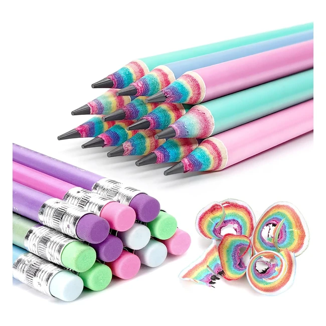 Hanffero Rainbow Pencils - Recyclable Paper Material - Pack of 12