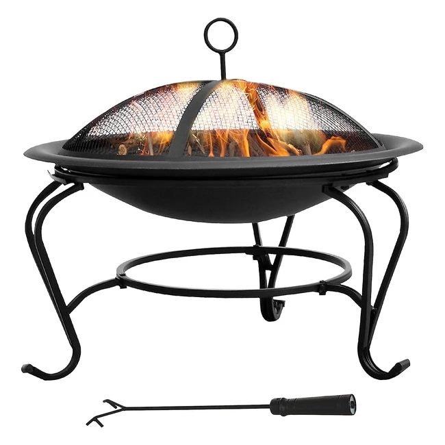 Outsunny Metal Firepit Bowl Outdoor Round Fire Pit 56x56x45cm Black
