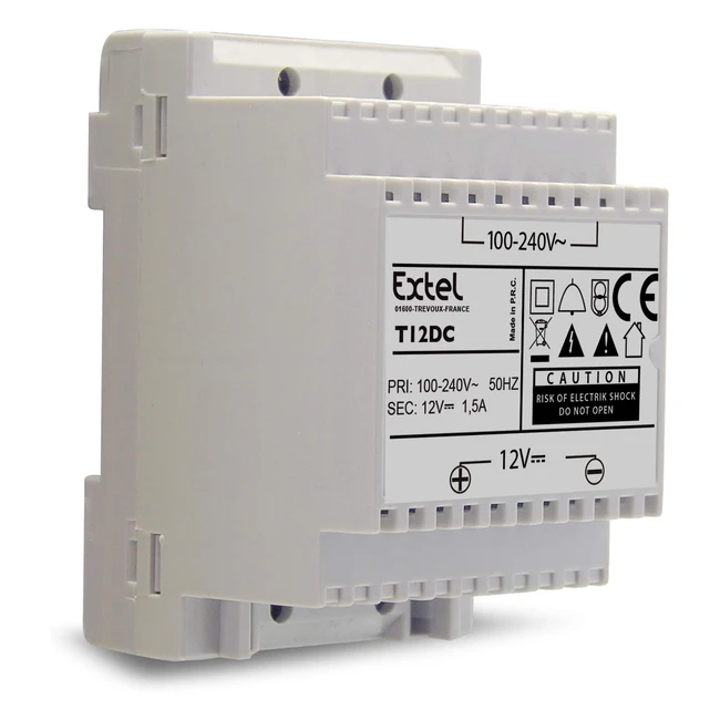 Alimentation modulaire pour visiophones filaires Extel - 12V - Remplace alimentation enfichable - Compatible rail DIN