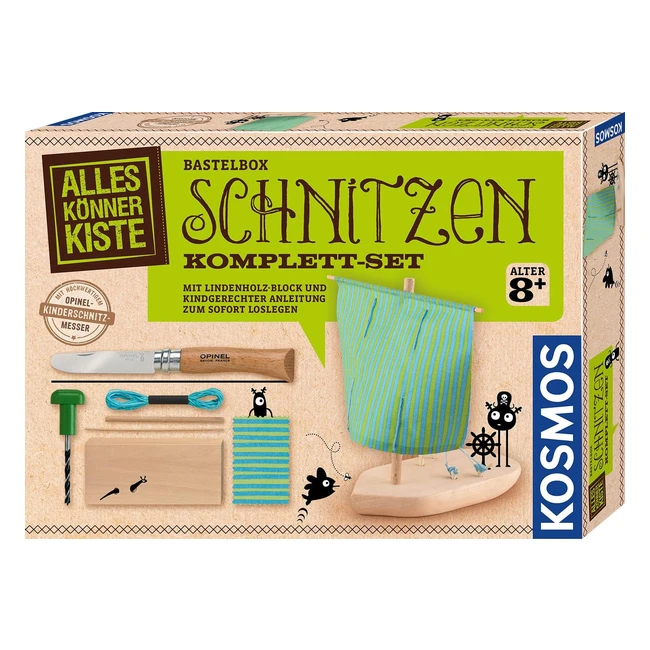 Schnitzen Komplettset Bastelset | Lerne Schnitzen einfach und sicher | Inklusive Opinel Kindermesser