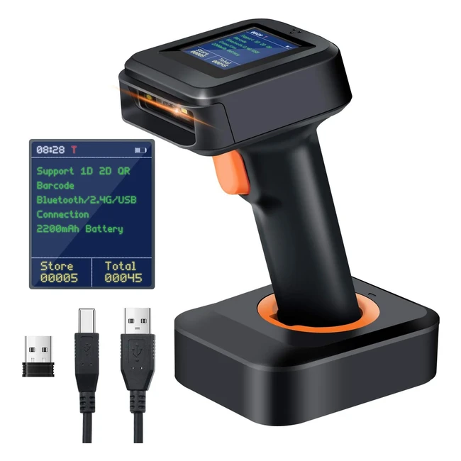 Wireless Bluetooth QR Code Scanner with Time Display - TERA 2D Barcode Scanner