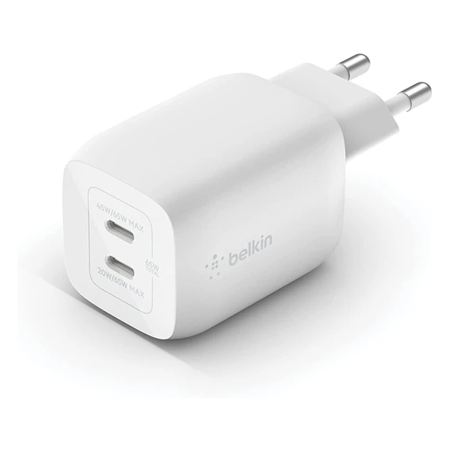 Caricabatteria da parete Belkin USB-C 65W - Ricarica rapida PD 30 - iPhone, iPad, MacBook, Galaxy e altri