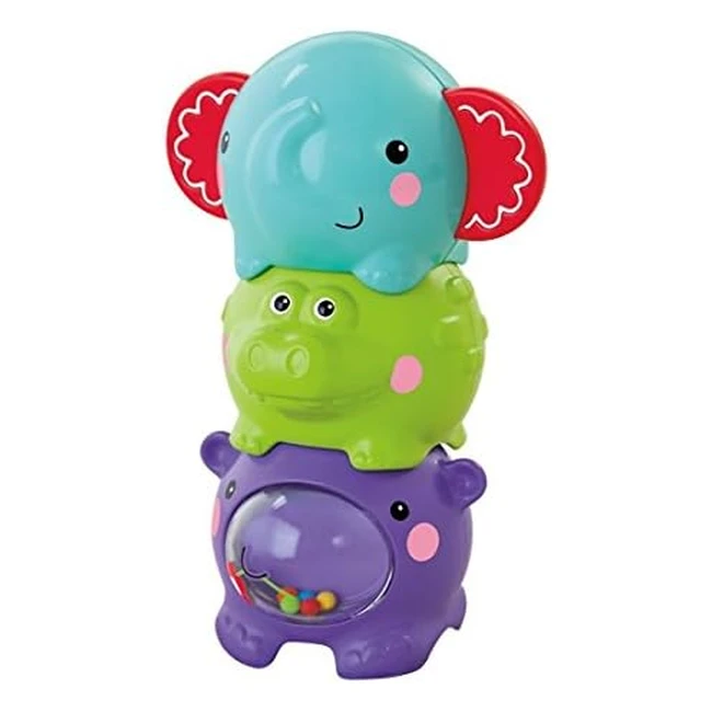 Fisher-Price Stackin Sounds Animaux - Ensemble de 3 amis colorés - Hippopotame, éléphant, crocodile