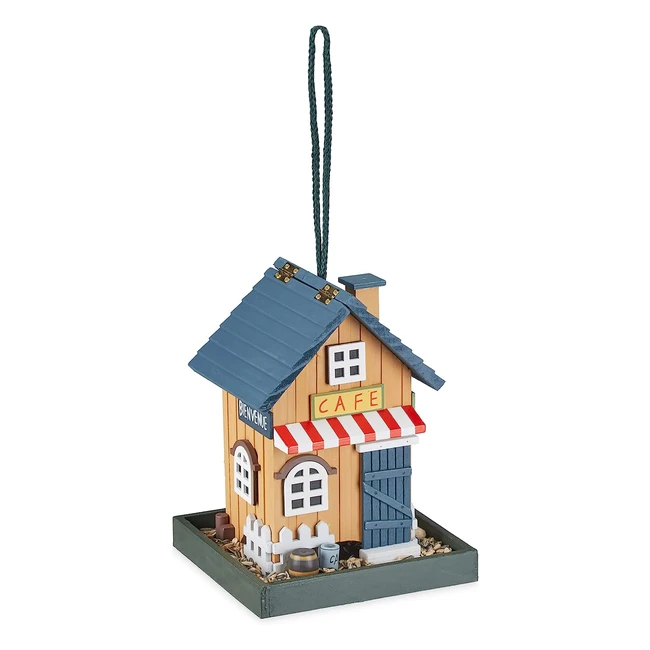 Relaxdays Wooden Bird Feeder for Hanging - Country House Style - H x D 235 x 18 